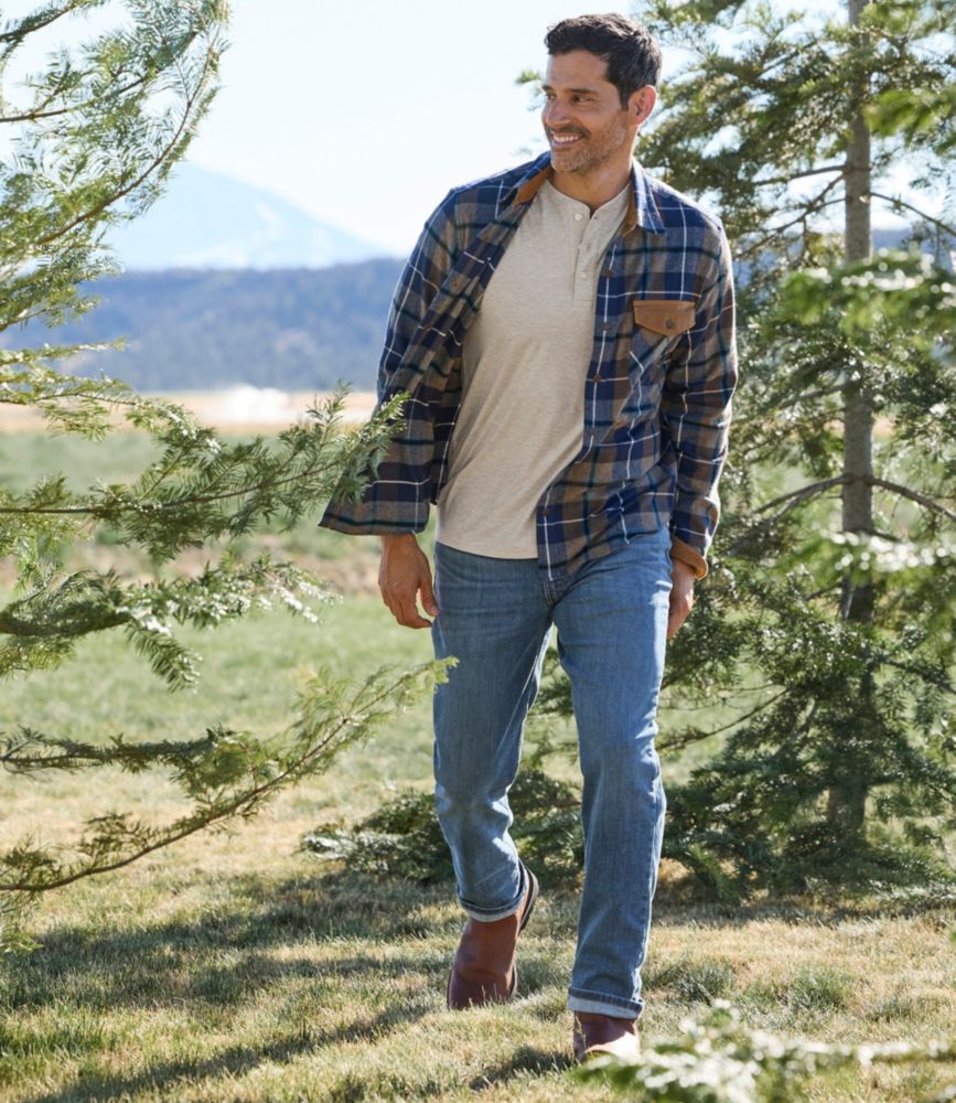 Men's Scotch Plaid Flannel Shirt, Snap-Front, Slightly Fitted Untucked Fit