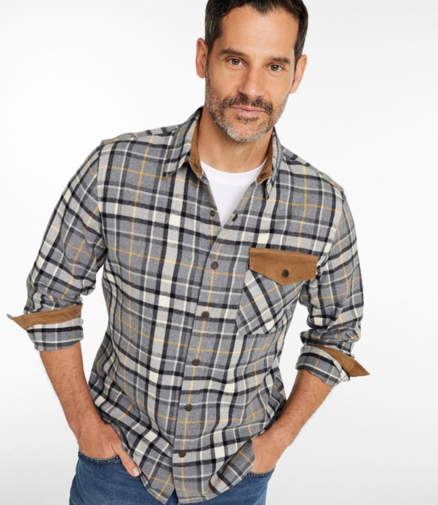 Men's Scotch Plaid Flannel Shirt, Snap-Front, Slightly Fitted Untucked Fit