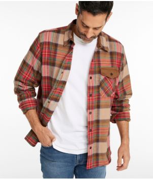 Men's Scotch Plaid Flannel Shirt, Snap-Front, Slightly Fitted Untucked Fit, New