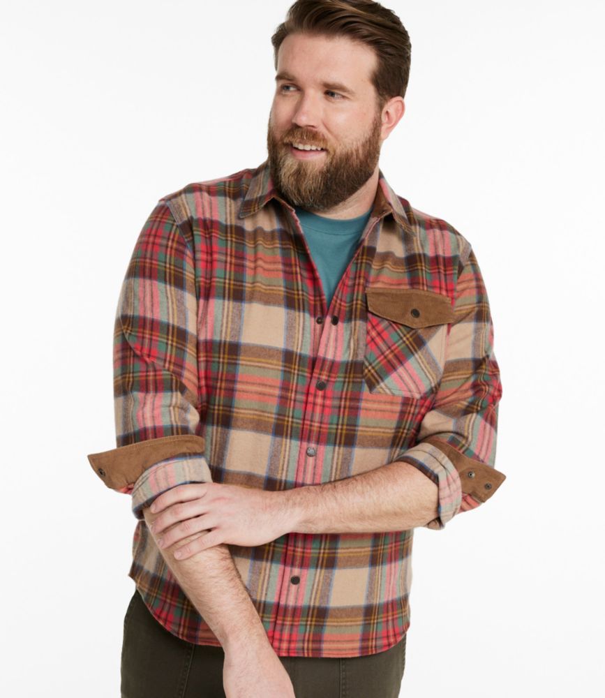Men's Scotch Plaid Flannel Shirt, Snap-Front, Slightly Fitted Untucked Fit