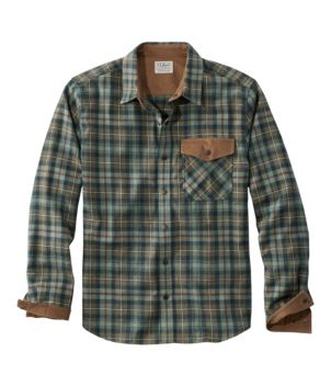 Men's Scotch Plaid Flannel Shirt, Snap-Front, Slightly Fitted Untucked Fit, New