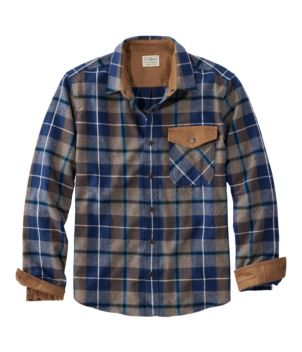 Men's Scotch Plaid Flannel Shirt, Snap-Front, Slightly Fitted Untucked Fit, New