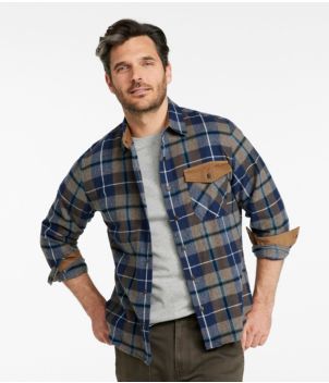 Men's Scotch Plaid Flannel Shirt, Snap-Front, Slightly Fitted Untucked Fit, New
