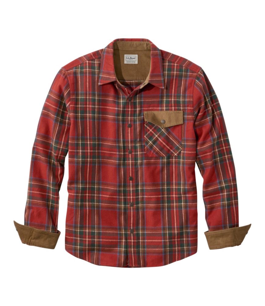 Men's Scotch Plaid Flannel Shirt, Snap-Front, Slightly Fitted Untucked Fit