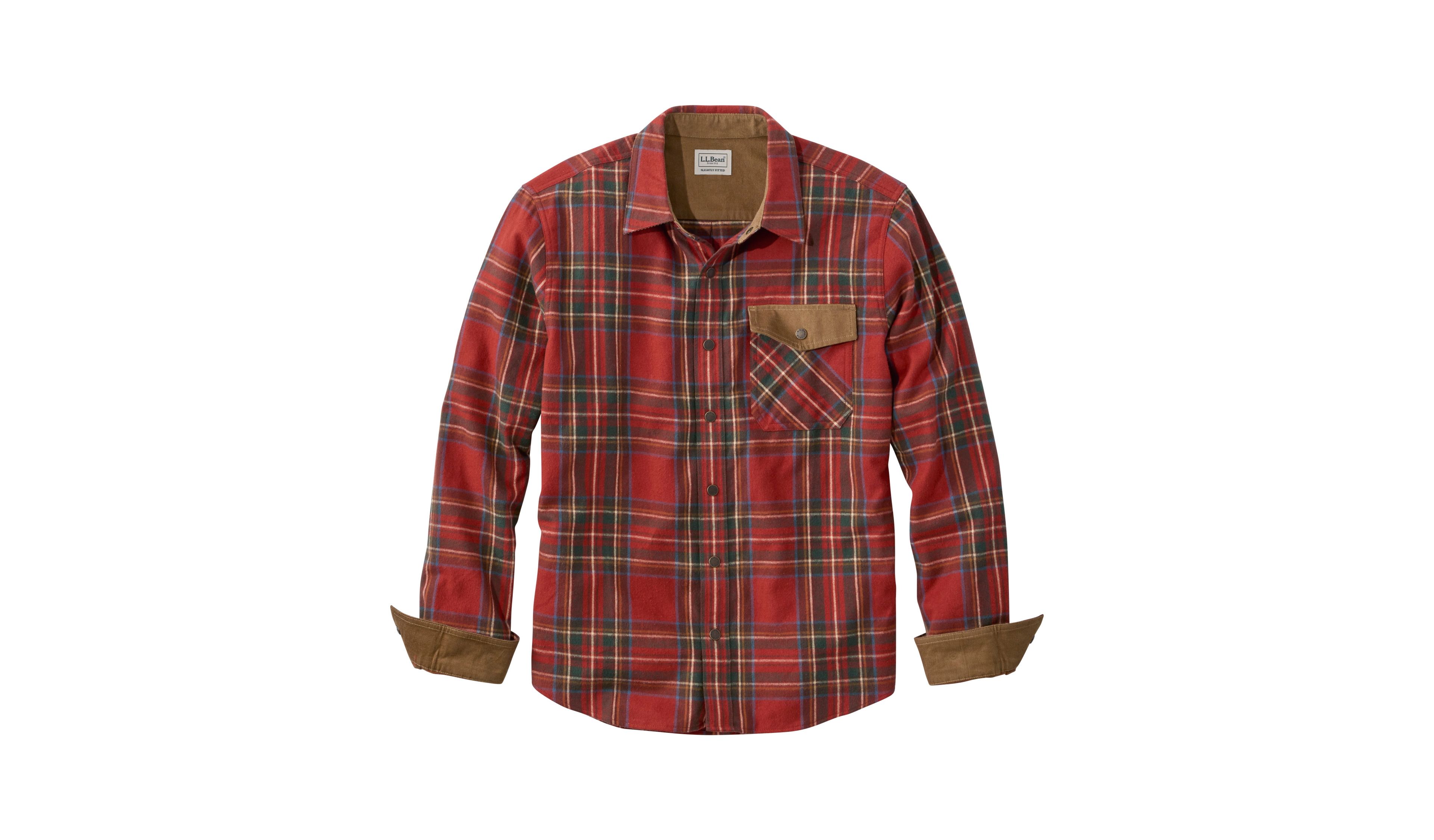 Men's Scotch Plaid Flannel Shirt, Slightly Fitted, Snap-Front