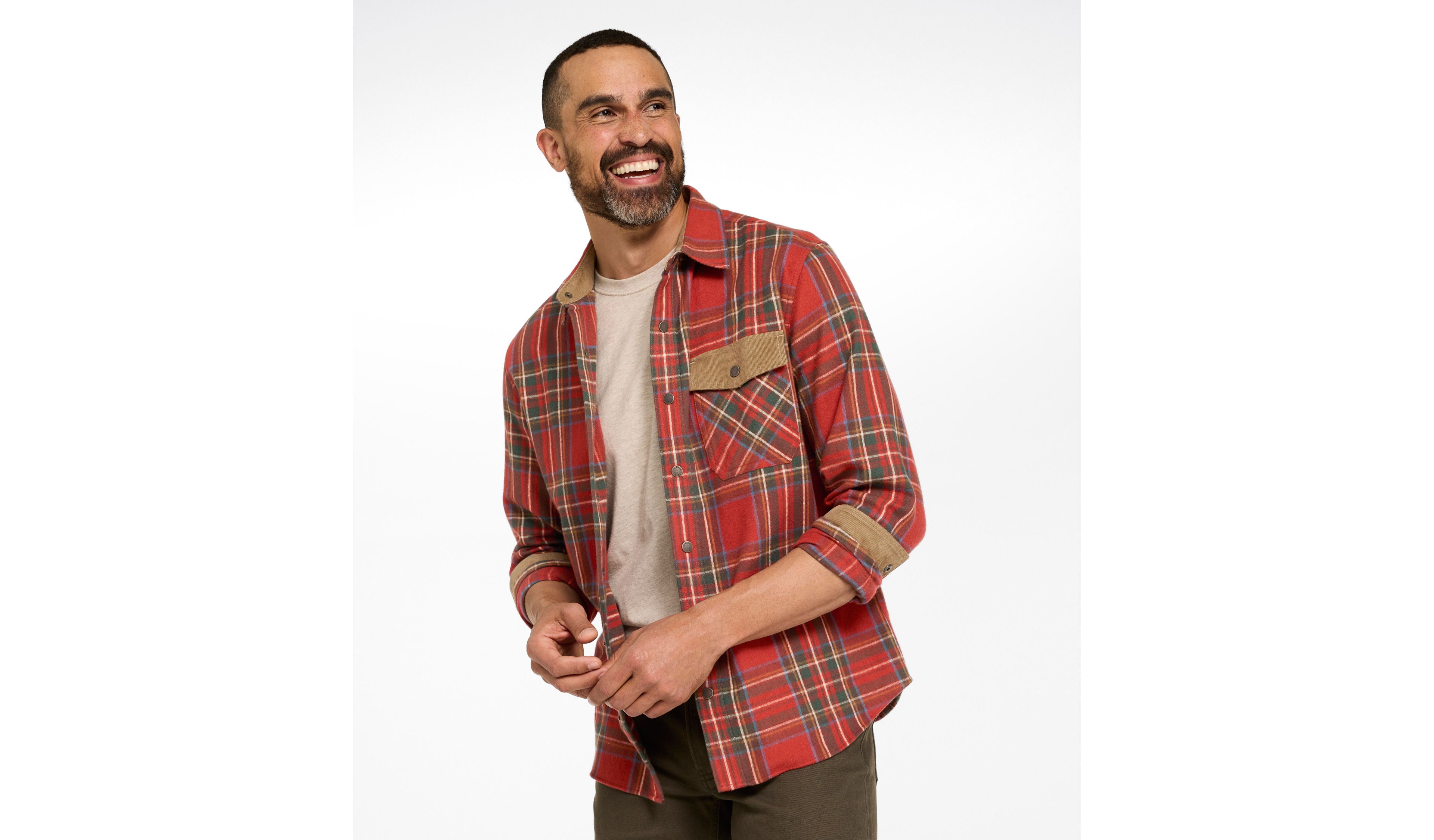 Men's Scotch Plaid Flannel Shirt, Slightly Fitted, Snap-Front