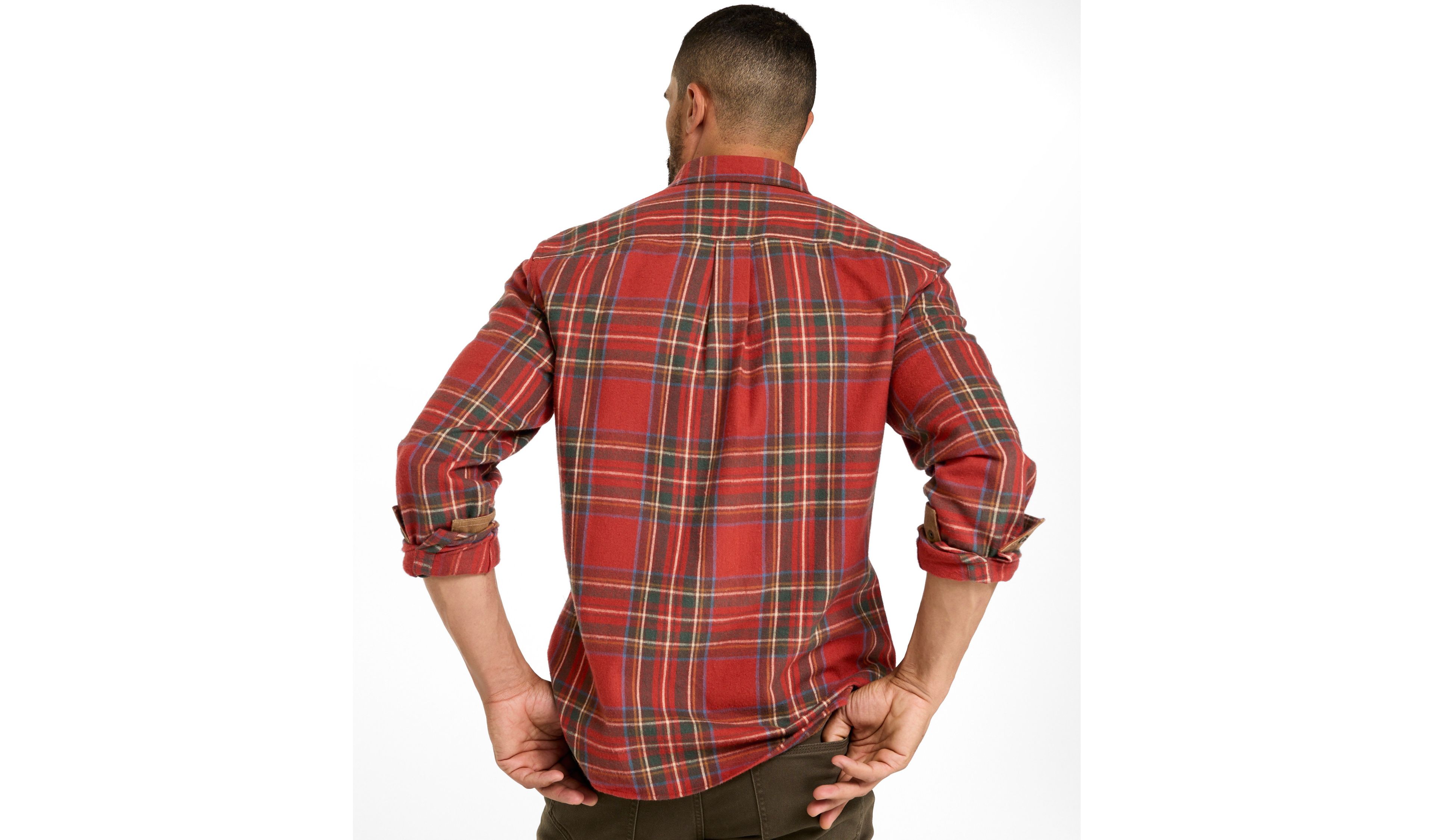 Men's Scotch Plaid Flannel Shirt, Slightly Fitted, Snap-Front