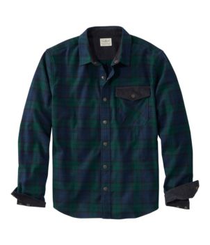 Men's Scotch Plaid Flannel Shirt, Snap-Front, Slightly Fitted Untucked Fit, New