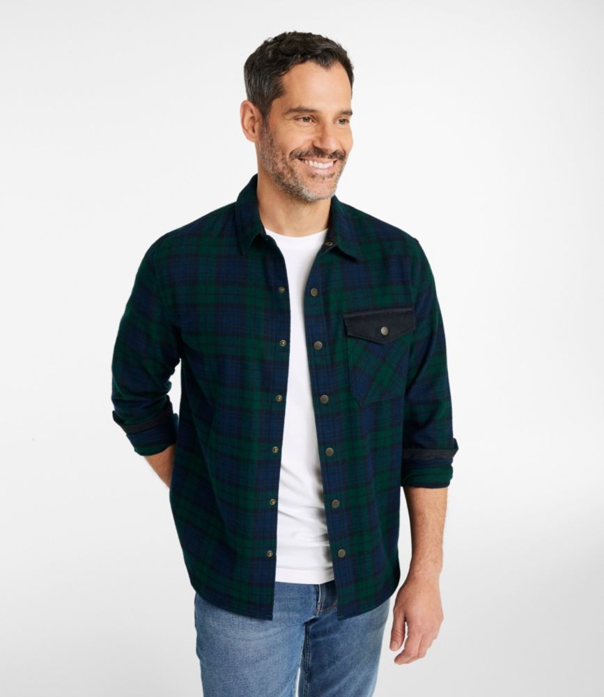 Men's Scotch Plaid Flannel Shirt, Snap-Front, Slightly Fitted Untucked Fit