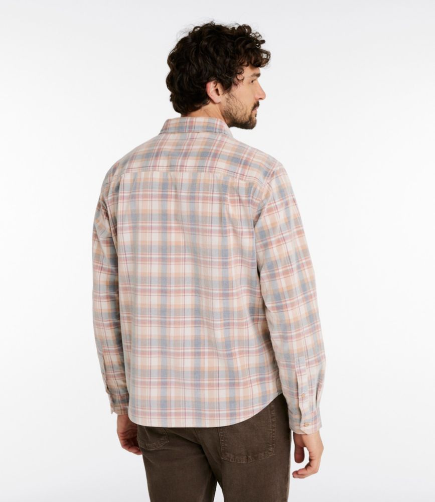 Men's Sunwashed Corduroy Shirt, Slightly Fitted Untucked Fit, Plaid, Mineral Blue, small image number 3