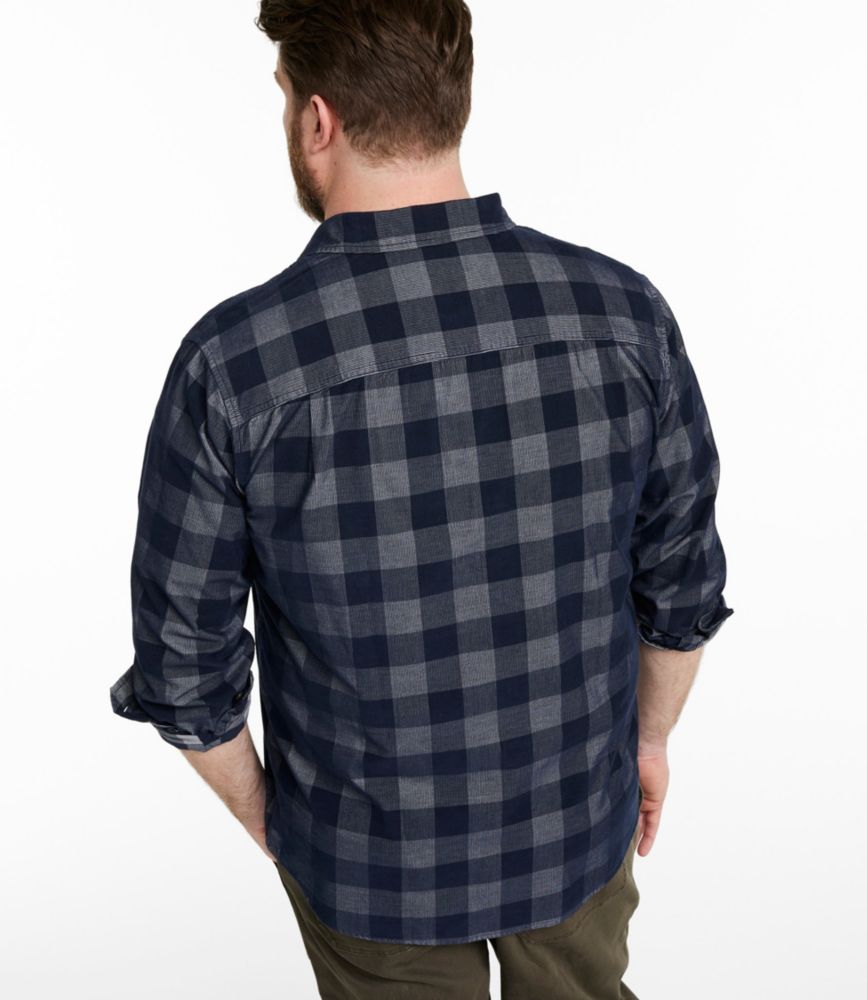 Men's Sunwashed Corduroy Shirt, Slightly Fitted Untucked Fit, Plaid, Mineral Blue, small image number 5