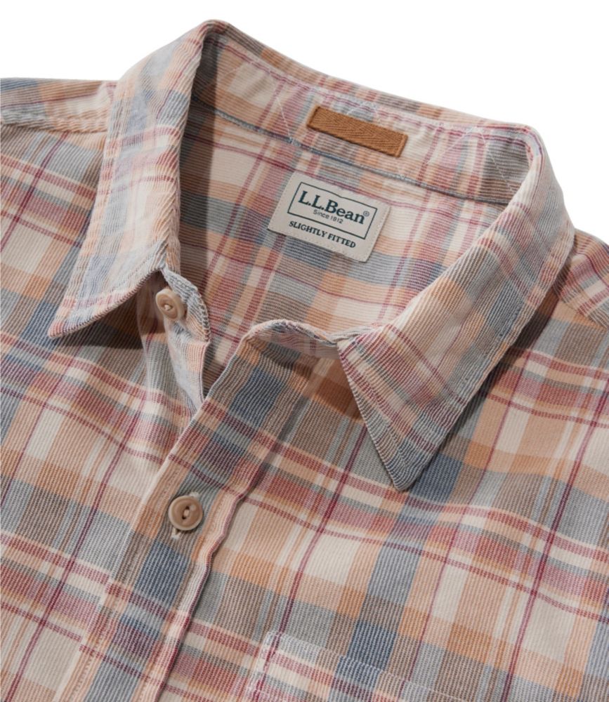 Men's Sunwashed Corduroy Shirt, Slightly Fitted Untucked Fit, Plaid, Mineral Blue, small image number 6