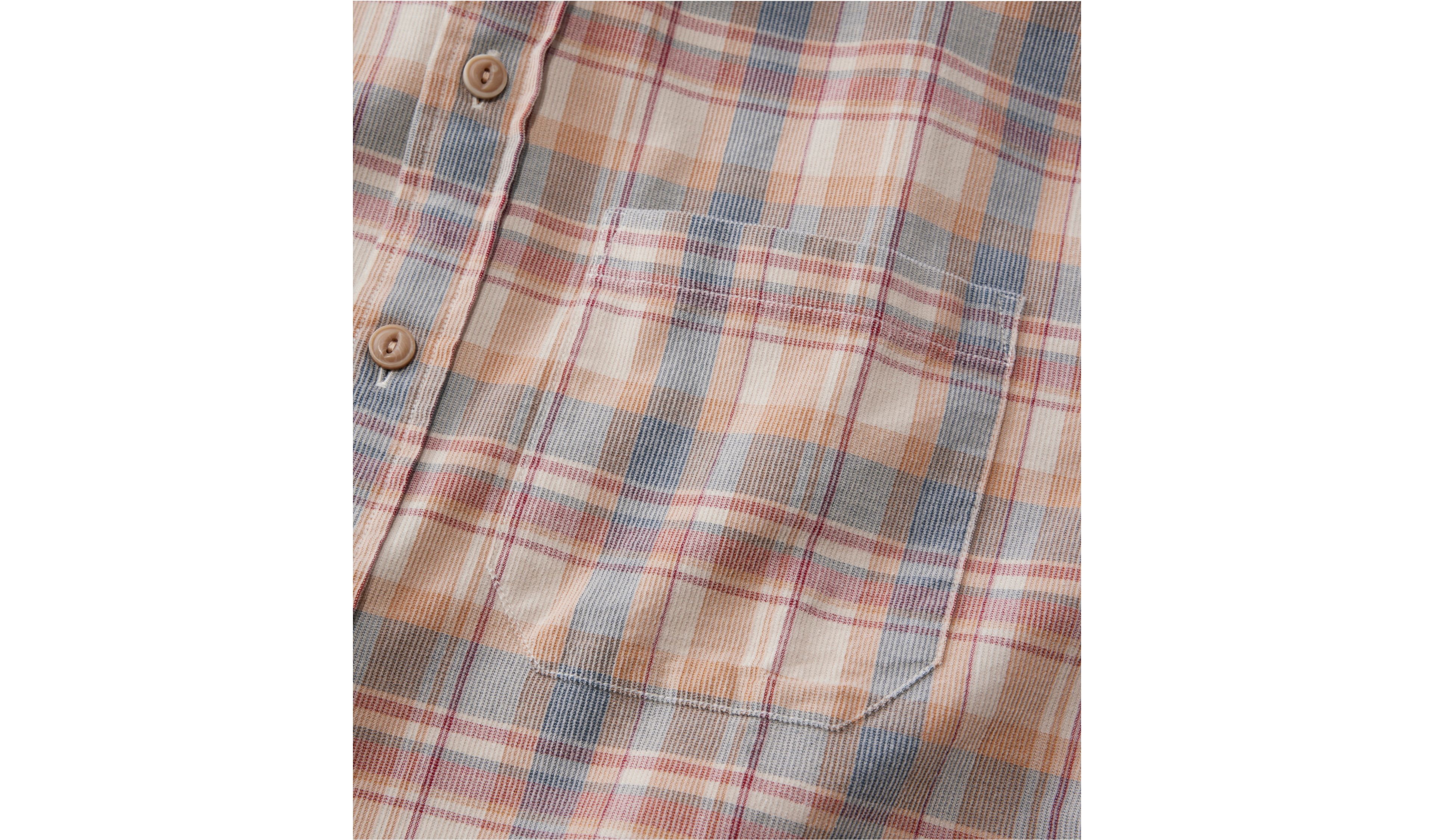 Men's Sunwashed Corduroy Shirt, Slightly Fitted, Plaid