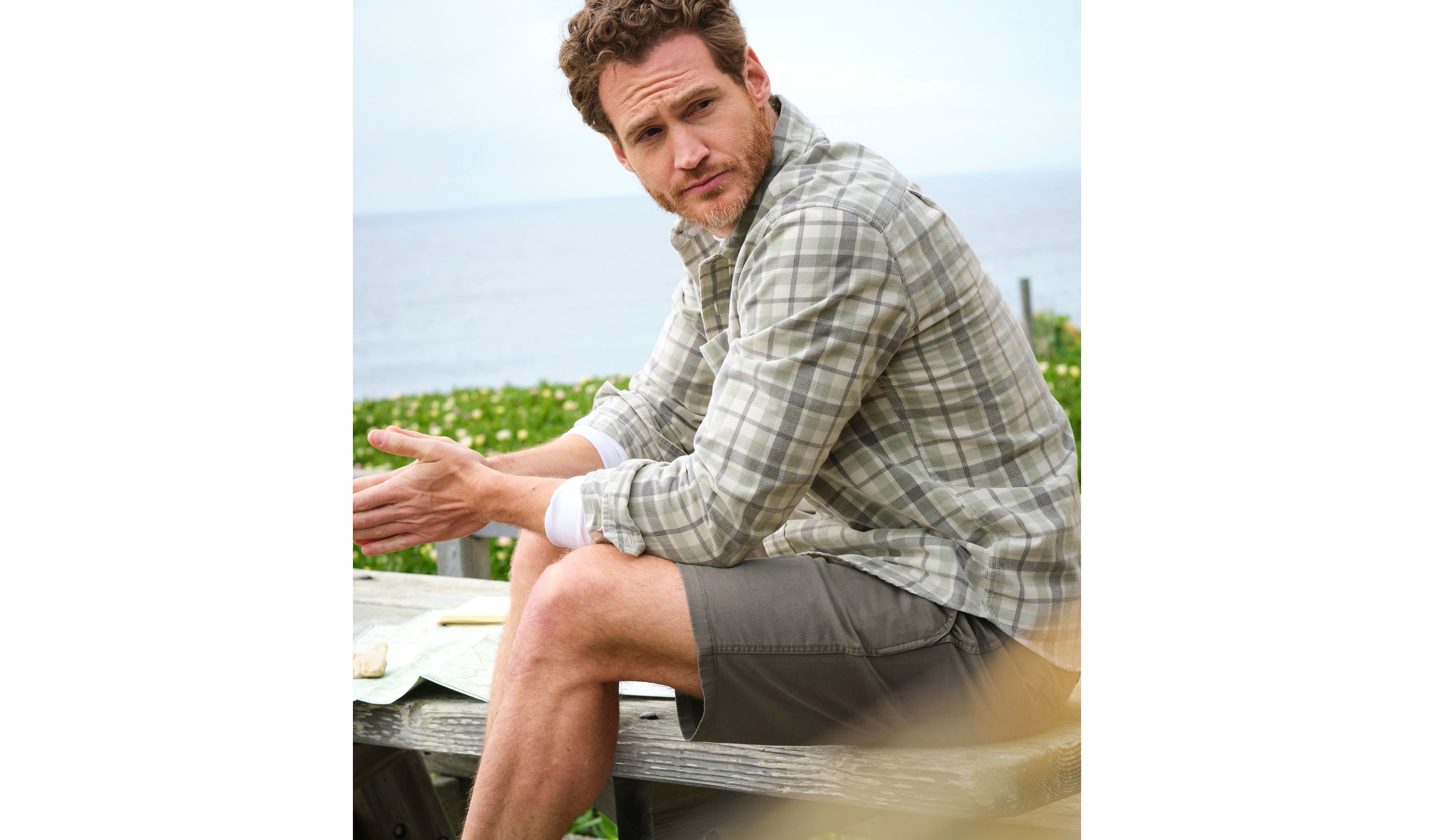 Men's Sunwashed Corduroy Shirt, Slightly Fitted, Plaid