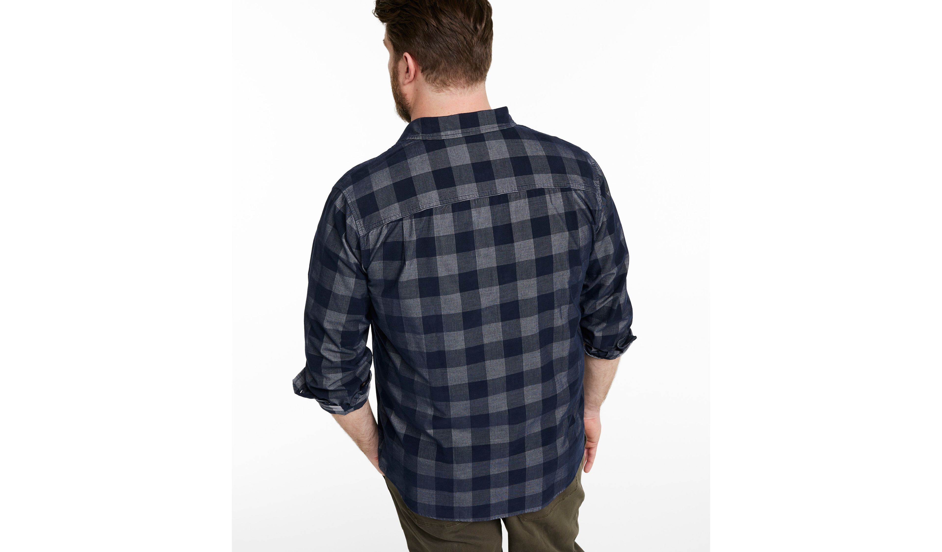 Men's Sunwashed Corduroy Shirt, Slightly Fitted, Plaid