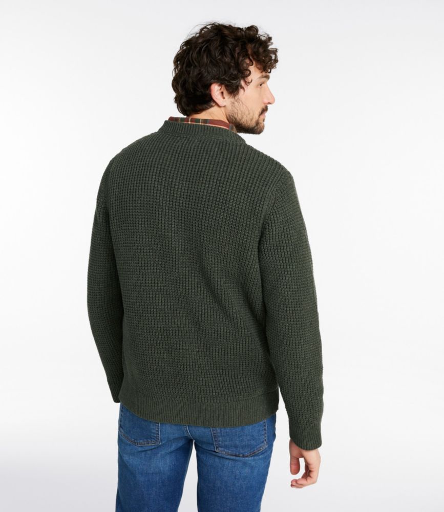 Men's L.L.Bean Organic Cotton Waffle Sweater, Henley, Field Khaki, small image number 3