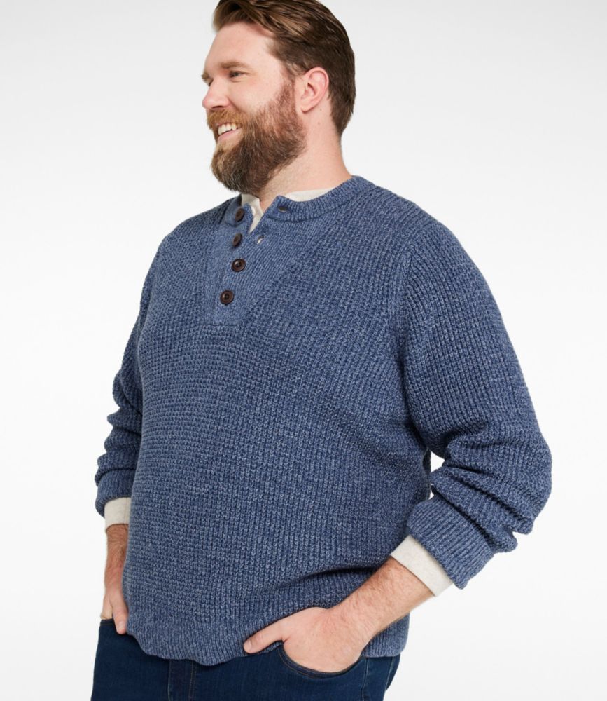 Men's L.L.Bean Organic Cotton Waffle Sweater, Henley, Field Khaki, small image number 4