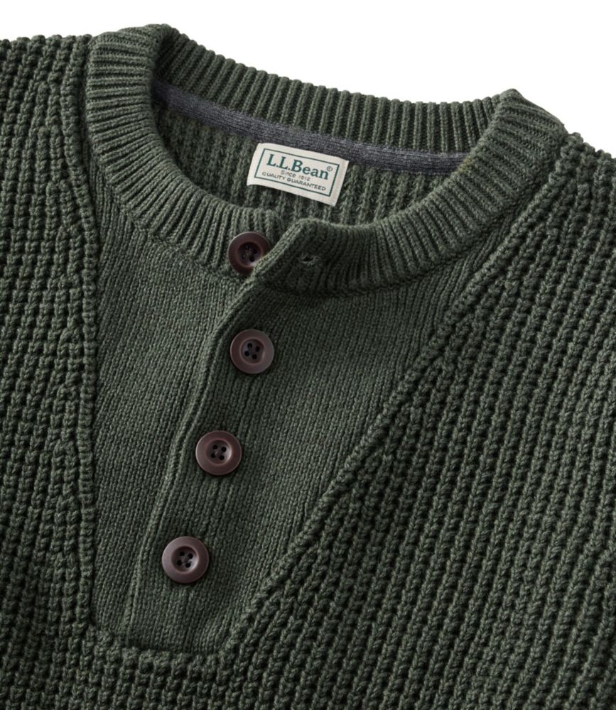 Men's L.L.Bean Organic Cotton Waffle Sweater, Henley, Field Khaki, small image number 4