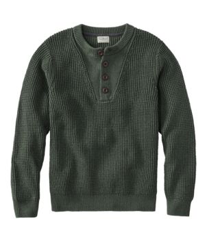Men's L.L.Bean Organic Cotton Waffle Sweater, Henley, New