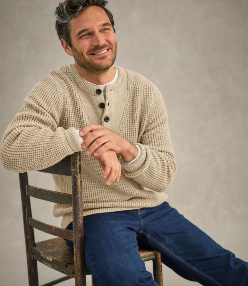 Men's L.L.Bean Organic Cotton Waffle Sweater, Henley