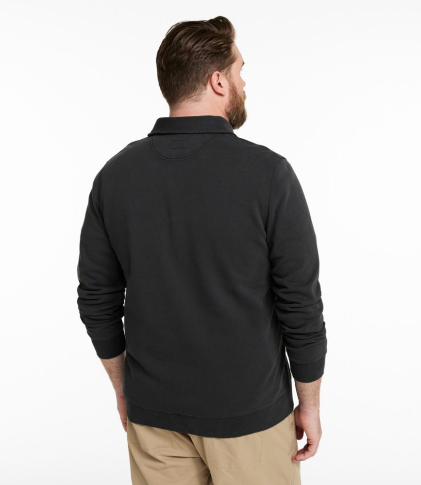 Men's Sunwashed Sweatshirt, Quarter-Zip Polo, Long-Sleeve, Faded Black, small image number 5