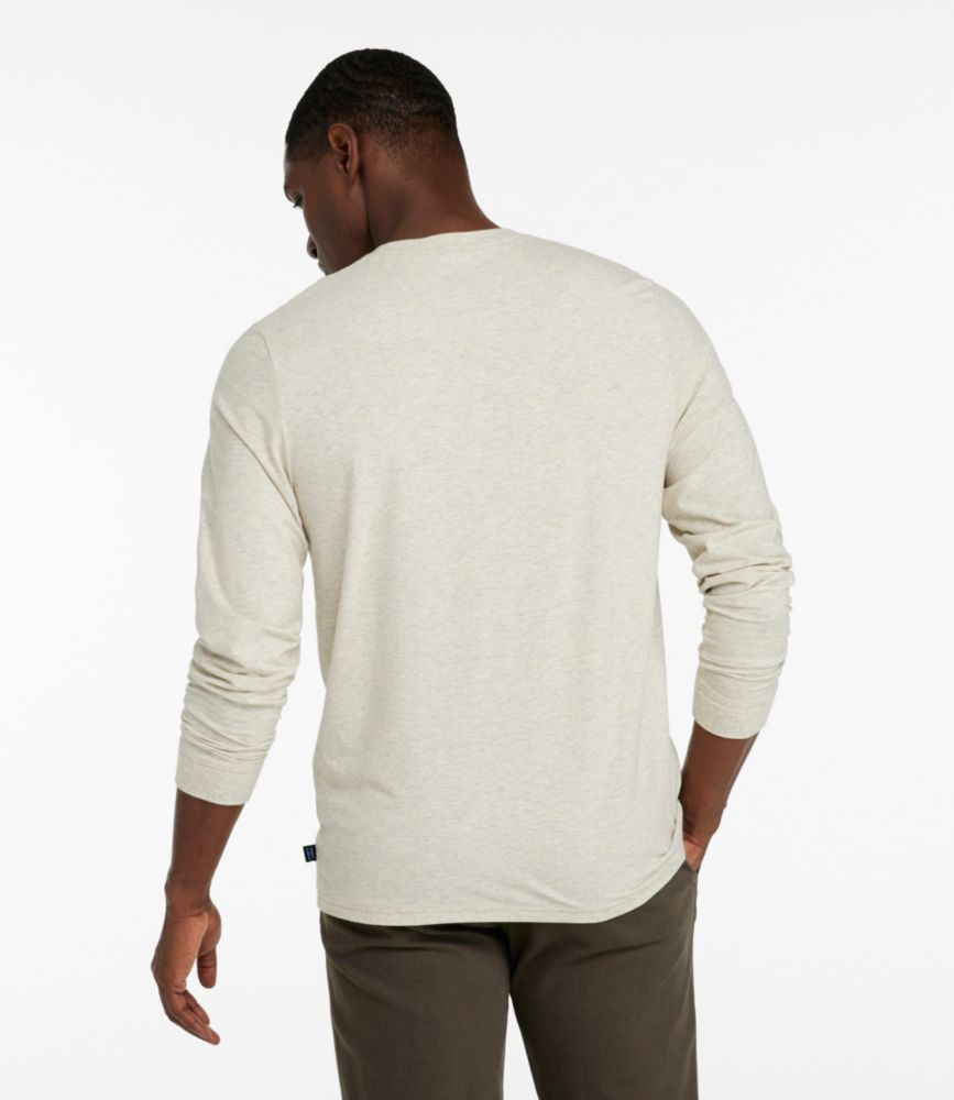 Men's Comfort Stretch Performance® Pima Tee, Long-Sleeve Henley, Barley Heather, small image number 3