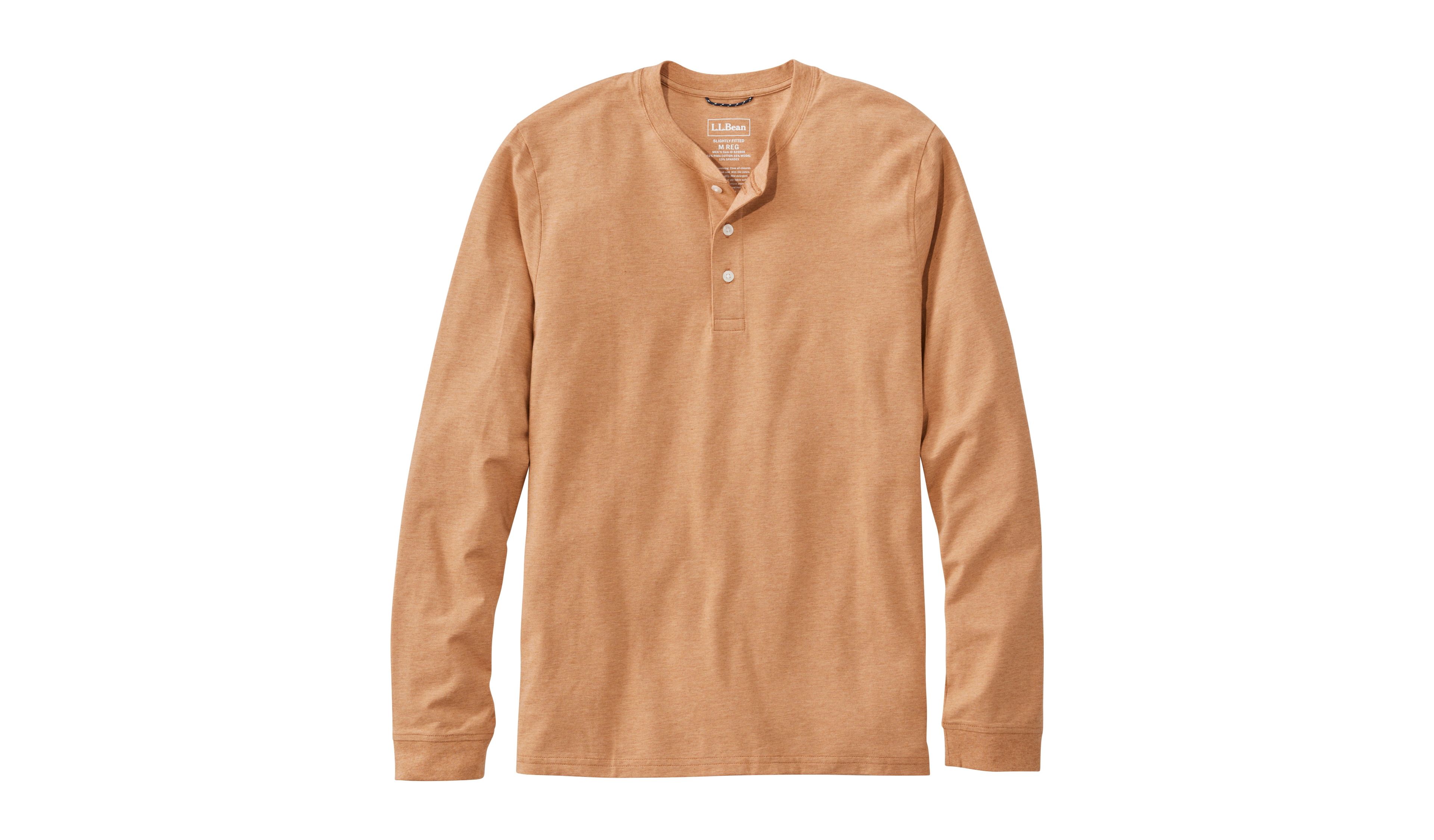 Men's Comfort Stretch Performance® Pima Tee, Long-Sleeve Henley