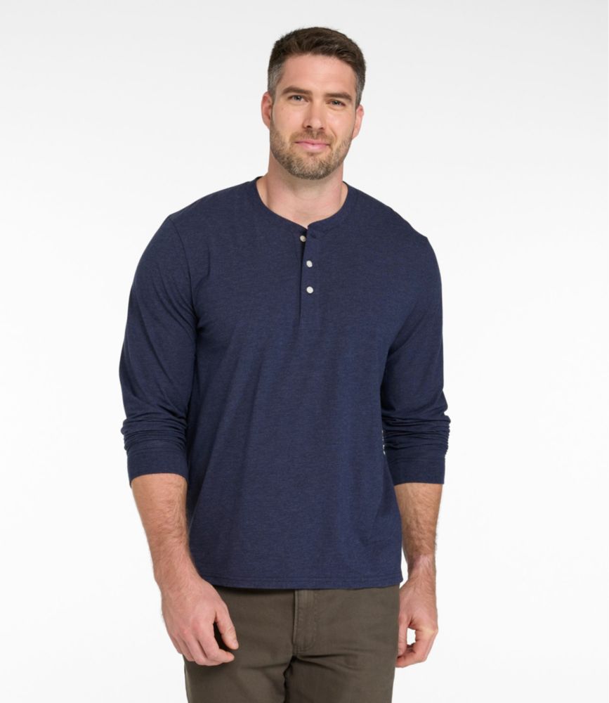 Men's Comfort Stretch Performance® Pima Tee, Long-Sleeve Henley