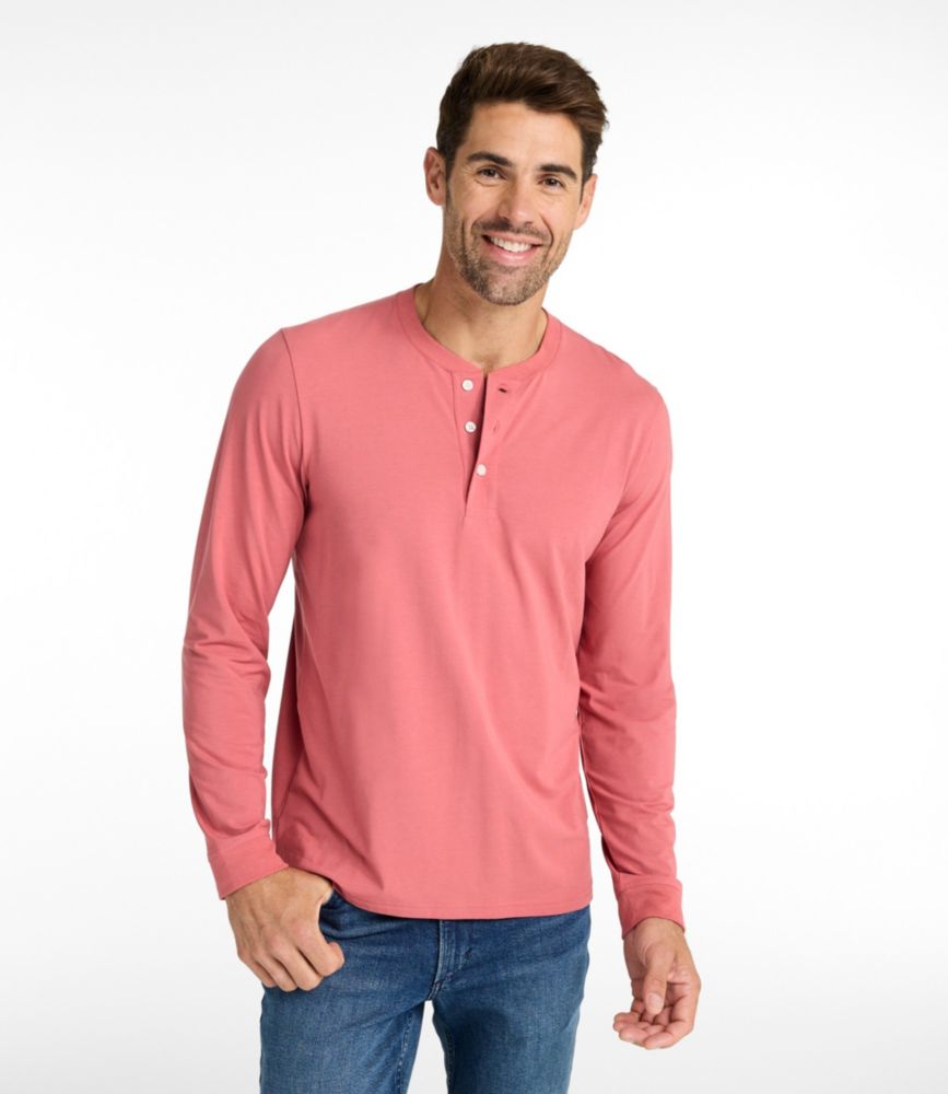 Men's Comfort Stretch Performance® Pima Tee, Long-Sleeve Henley