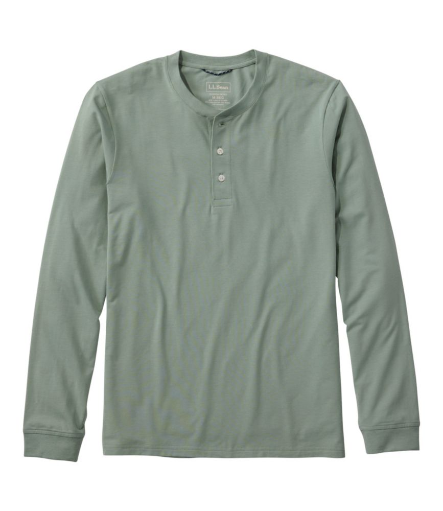 Men's Comfort Stretch Performance® Pima Tee, Long-Sleeve Henley