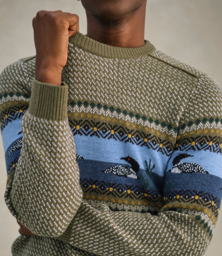 Men's Essential Merino Sweaters, Crewneck, Pattern, Rustic Red Fair Isle, small image number 9