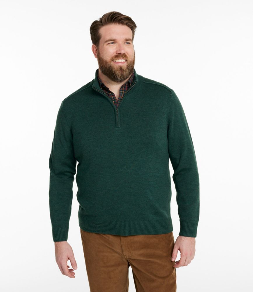 Men's Essential Merino Sweaters, Quarter-Zip, Pine Green Heather, small image number 4