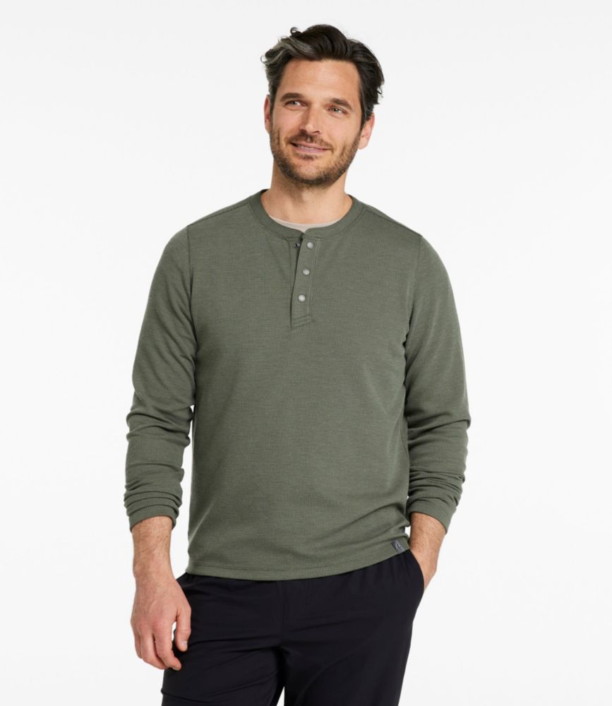 Men's Mountainside Micro Waffle Henley, Thyme, small image number 2