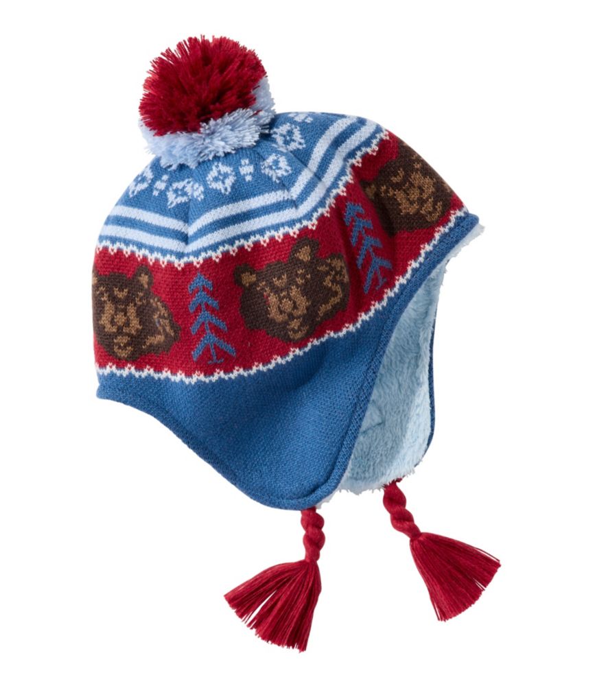 Toddlers' Frosty Day Earflap Hat, Deep Glacier Blue Bear, small image number 1