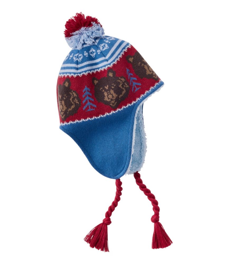 Kids' Frosty Day Earflap Hat, Deep Glacier Blue Bear, small image number 1