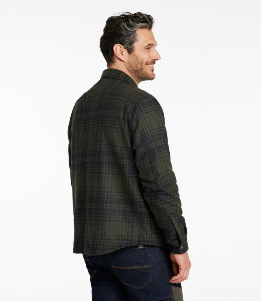 Men's Maine Guide Lightweight Lined Wool Field Shirt, Plaid, Forest Shade Plaid, small image number 3