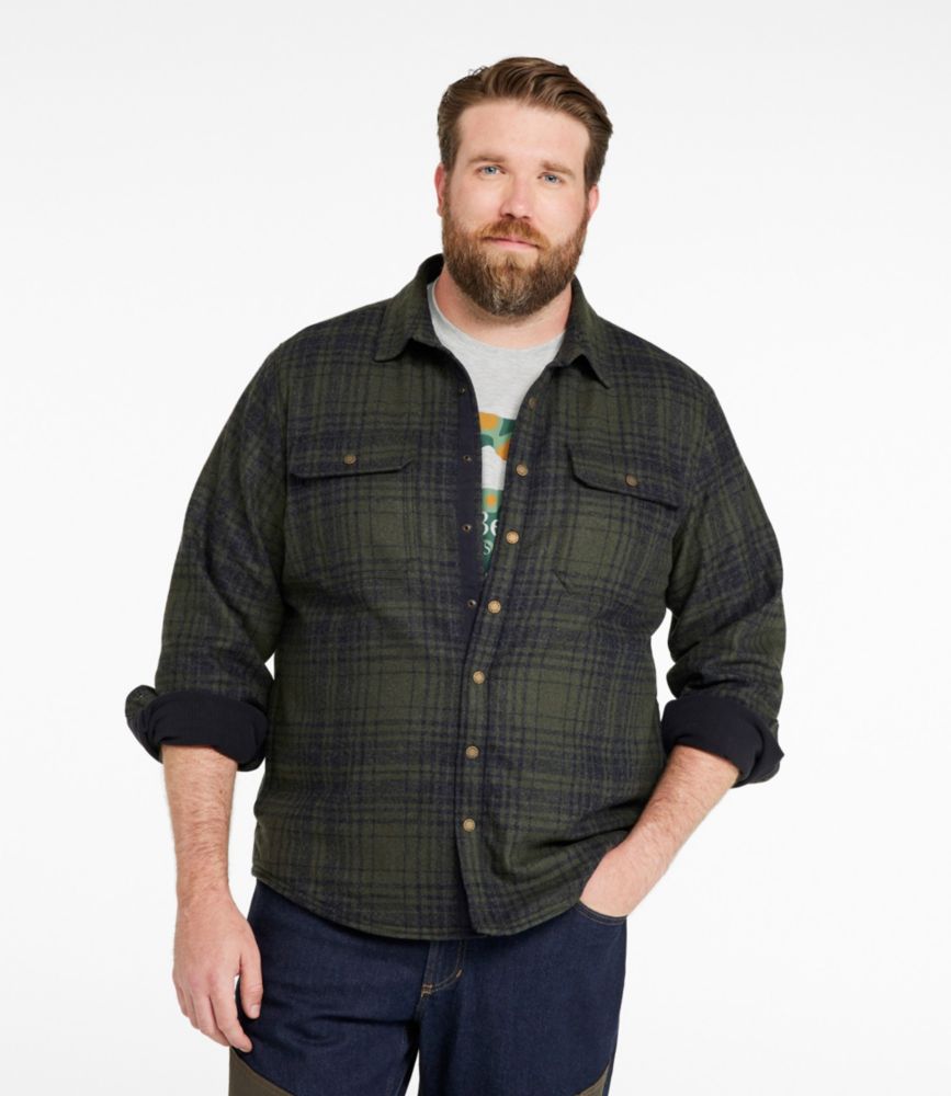 Men's Maine Guide Lightweight Lined Wool Field Shirt, Plaid, Forest Shade Plaid, small image number 4