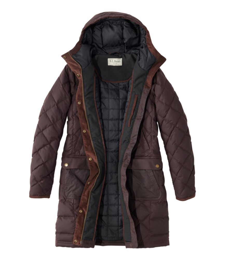 Women's Upcountry Waxed Down Hooded Coat, Coffee Bean, small image number 5