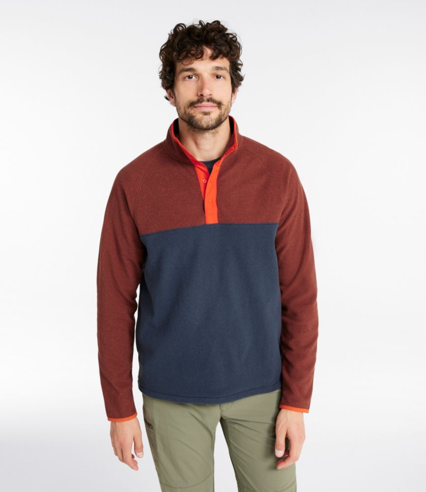 Men's All Season Access Fleece Pullover, Colorblock, Red Chestnut/Carbon Navy, small image number 2