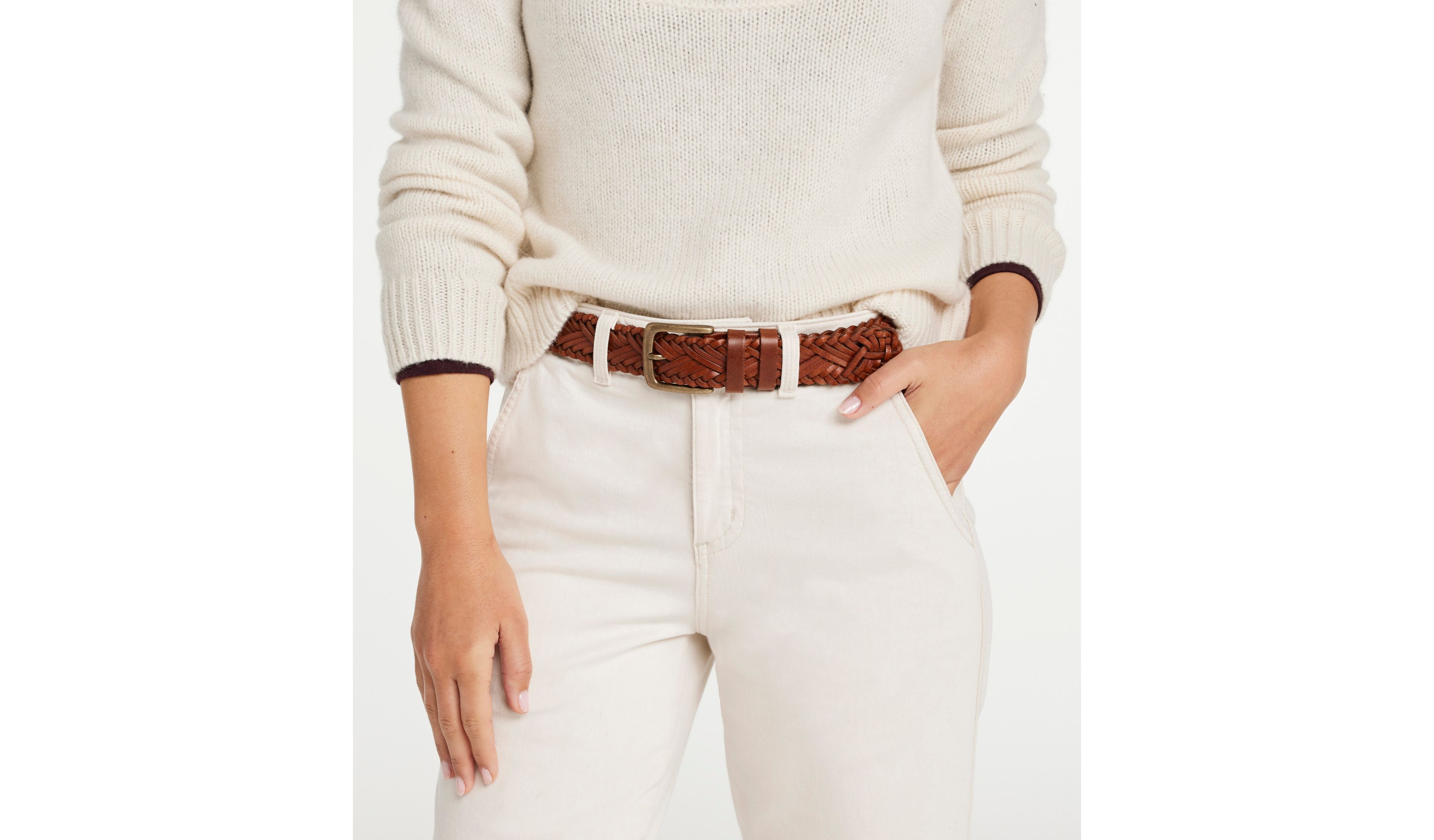 Women's L.L.Bean Braided Leather Belt