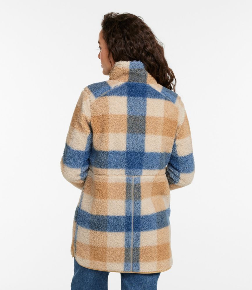 Women's Bean's Sherpa Fleece Coat, Print, Katahdin Khaki Plaid, small image number 3