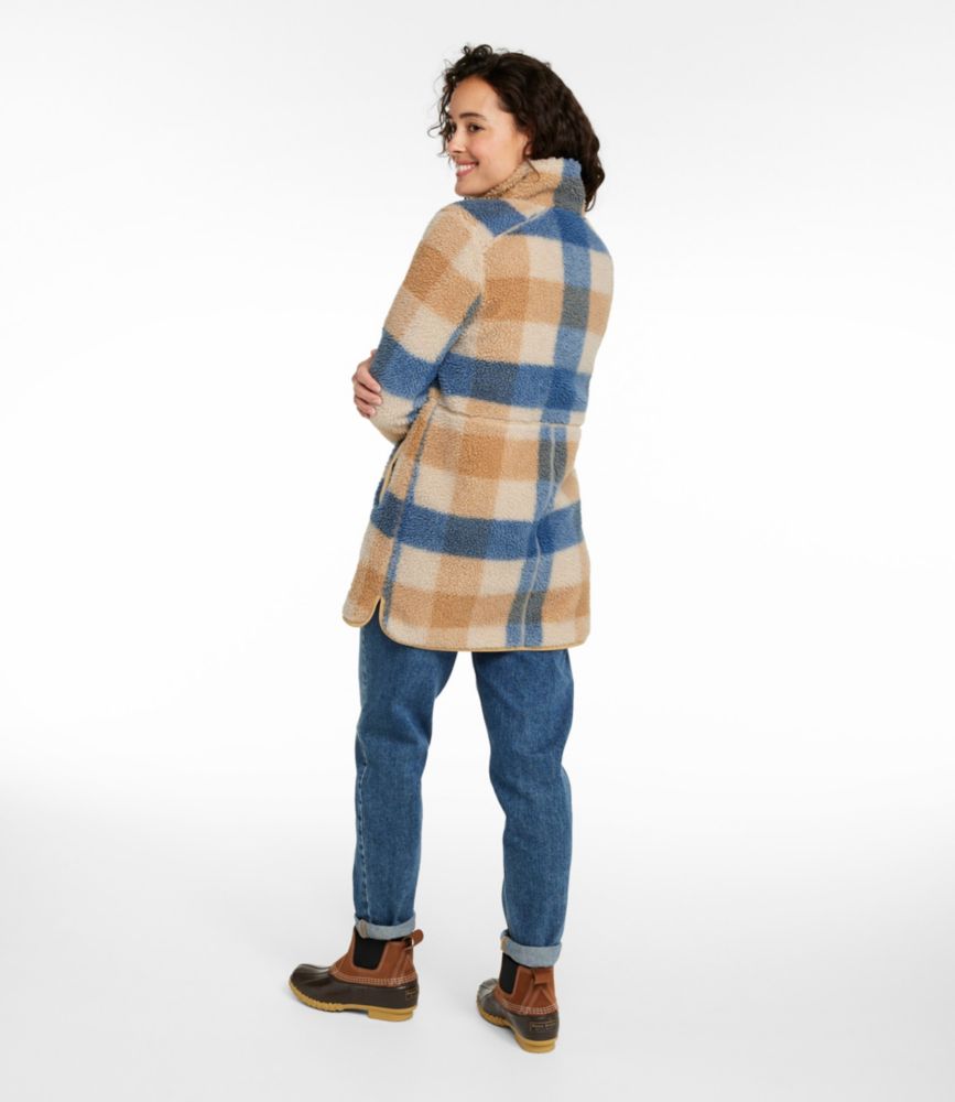 Women's Bean's Sherpa Fleece Coat, Print, Katahdin Khaki Plaid, small image number 5