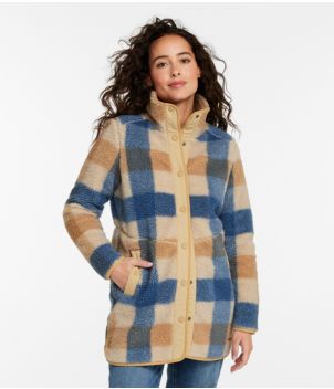 Women's Bean's Sherpa Fleece Coat, Print, New
