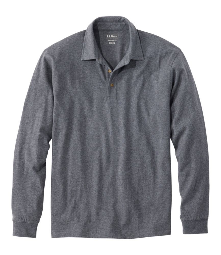 Men's Carefree Unshrinkable Polo, Long-Sleeve, Without Pocket, Charcoal Heather, small image number 1