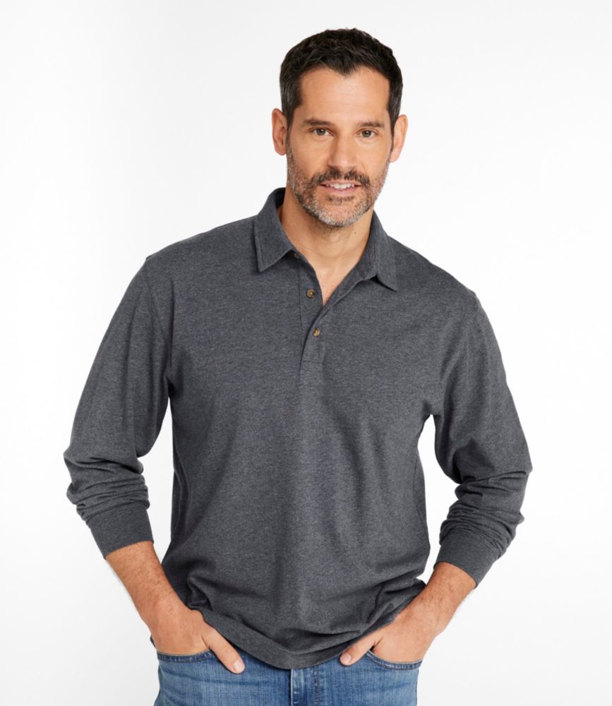 Men's Carefree Unshrinkable Polo, Long-Sleeve, Without Pocket