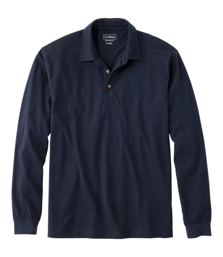 Men's Carefree Unshrinkable Polo, Long-Sleeve, Without Pocket