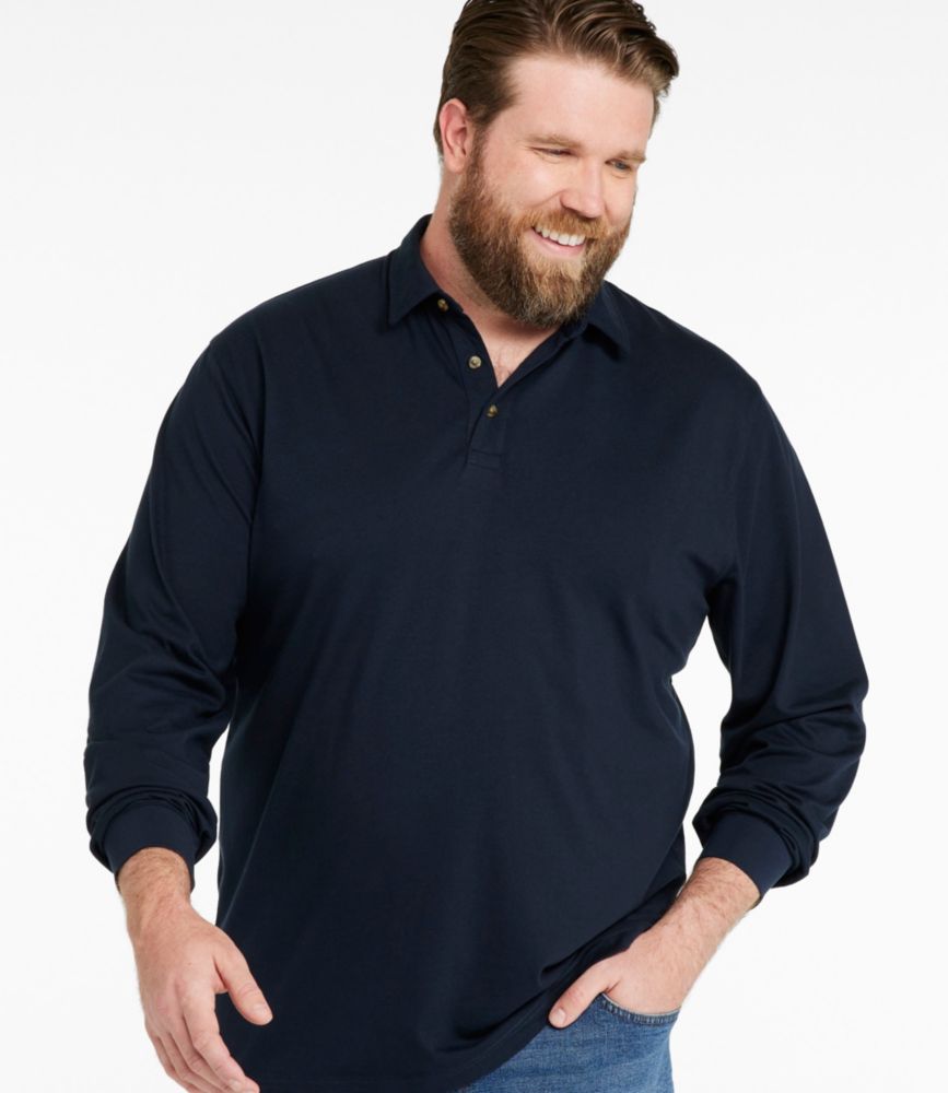 Men's Carefree Unshrinkable Polo, Long-Sleeve, Without Pocket