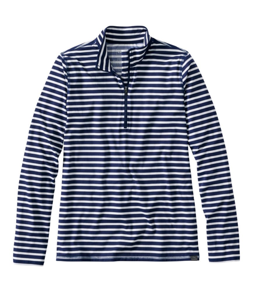 Women's SunSmart® UPF 50+ Sun Shirt, Quarter-Zip Stripe, Darkest Navy Sailor Stripe, small image number 1