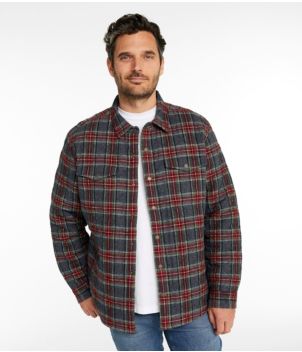 Men's Quilted Scotch Plaid Flannel Shirt Jac, New