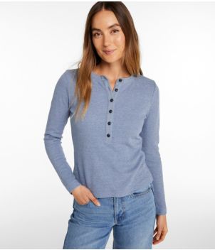 Women's Signature Premium Thermal Tops, Long-Sleeve Henley Shirt, New